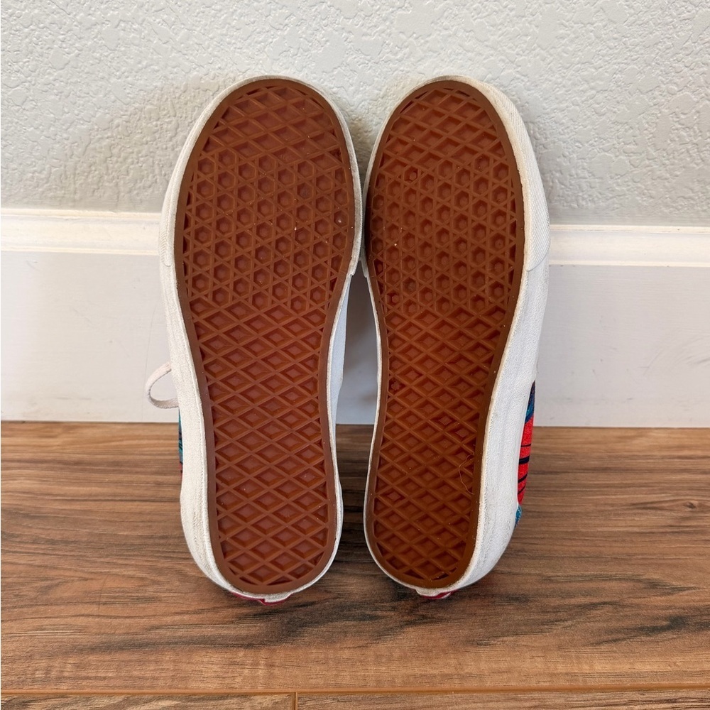 Vans Classic Low Lace Up Red and Teal Tropical Palm Tree Canvas Sneakers Size 7 - Picture 6 of 7
